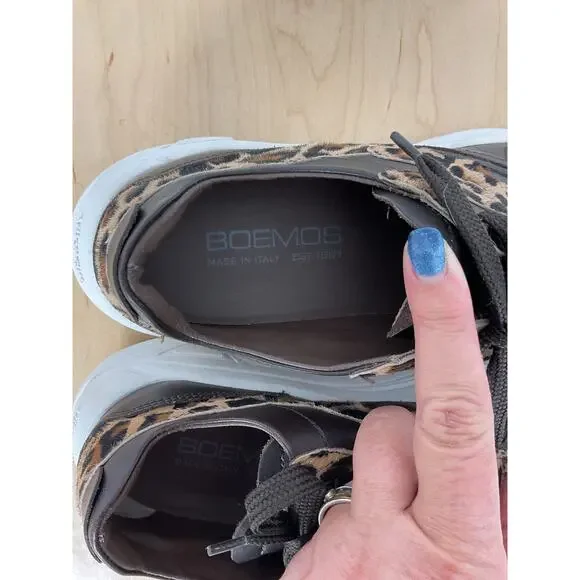 Boemos Leopard Brown Leather Pony Hair Vibram Soles Women's Sneakers Size‎ EU 39 - Picture 6 of 8